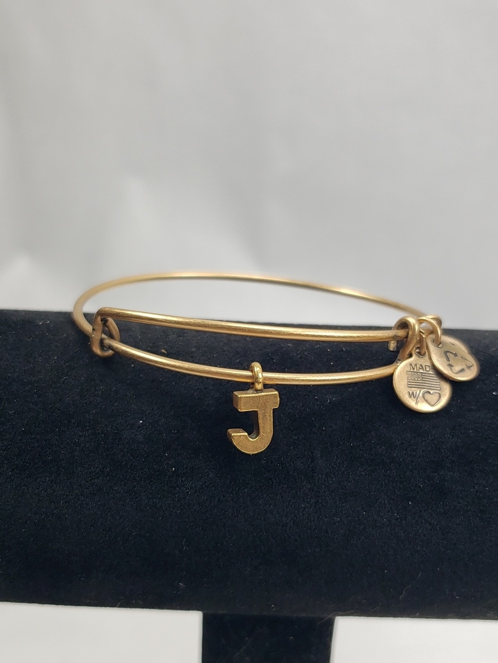 Alex & Ani Initial J Bangle Bracelet Gold Tone